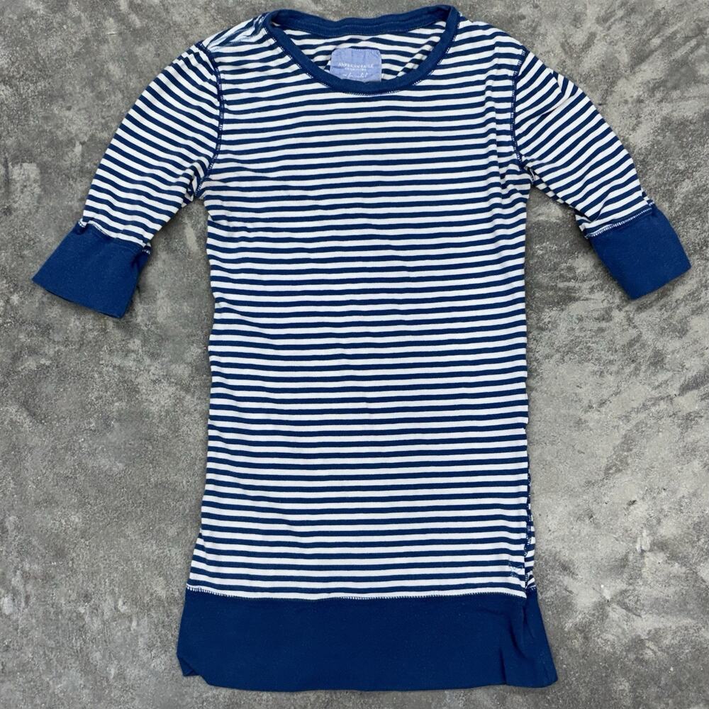 Y2K American Eagle Outfitters Ae Favorite Tee Striped Womens XS Shirt 1/4 Sleeve